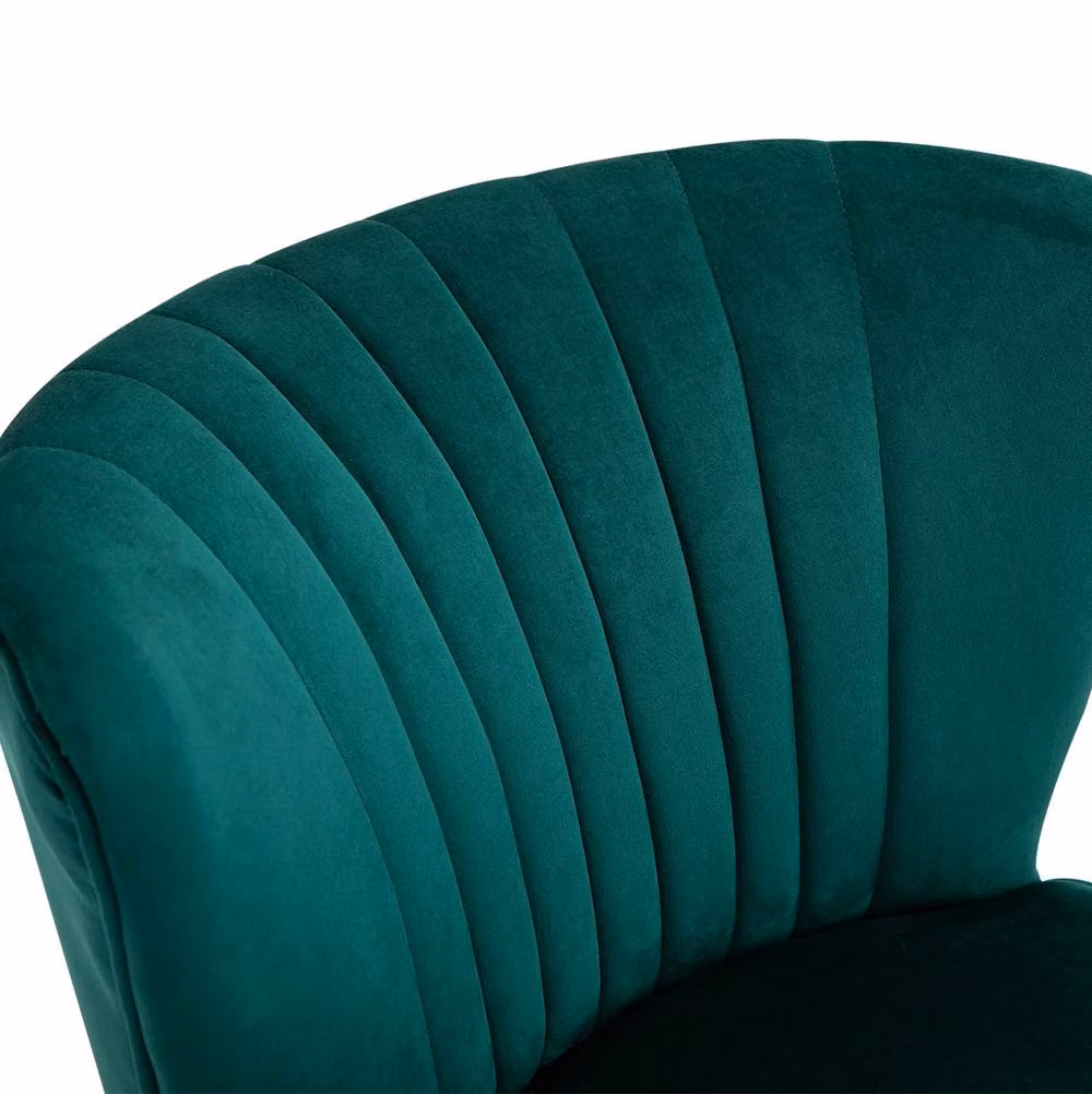 STILVORA Mid-Century Green Velvet Tub Occasional Chair with Solid Rubberwood Frame and Armrests – 7