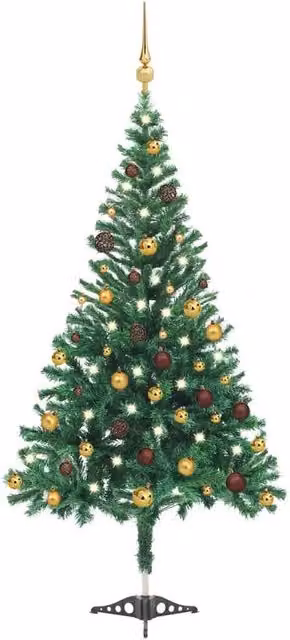 Berkfield Home Artificial Pre-lit Christmas Tree with Ball Set, Green, Height: 210 cm – 1