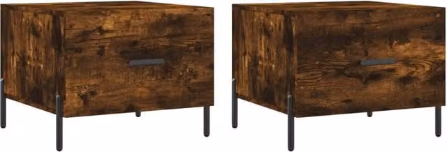 Berkfield Home Set of 2 Smoked Oak Coffee Tables in Brown, W/D/H: 50 x 50 x 40 cm – 1