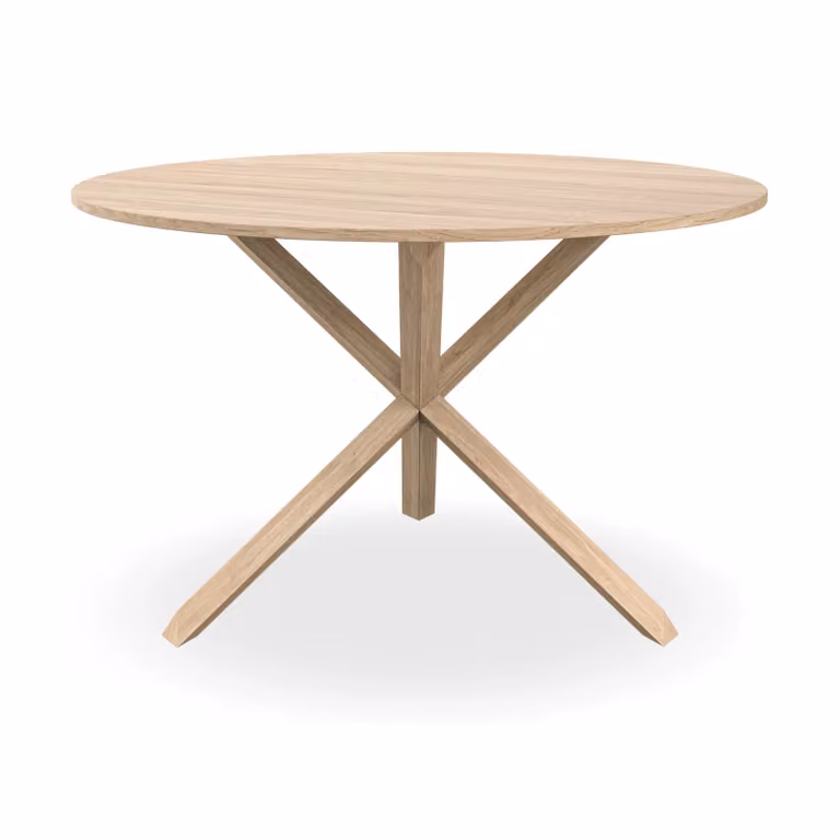 More4Homes Malvern Round Dining Table with Glass Top and Solid Oak Legs in Light Oak, Diameter: 120 cm, Height: 75 cm
