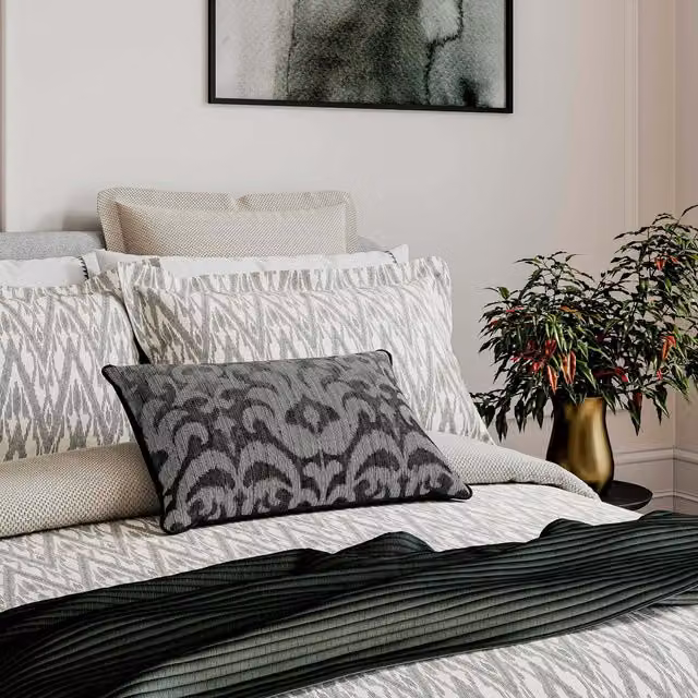 Bedeck of Belfast Nadir Green Cotton Percale Duvet Cover and Pillowcase Set, W: 180 cm, H: 200 cm
