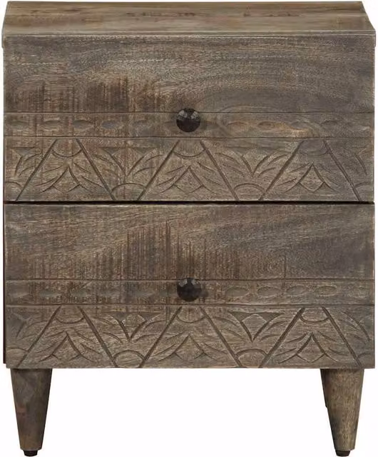 Berkfield Home Beautiful Bedside Cabinet in Light Grey Solid Mango Wood, W/D/H: 40 x 33 x 46 cm
