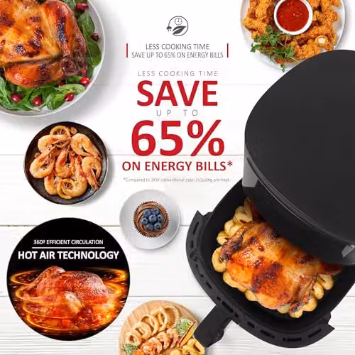 NETTA 5.7L Digital Air Fryer in Black with Timer and Overheat Protection – 4