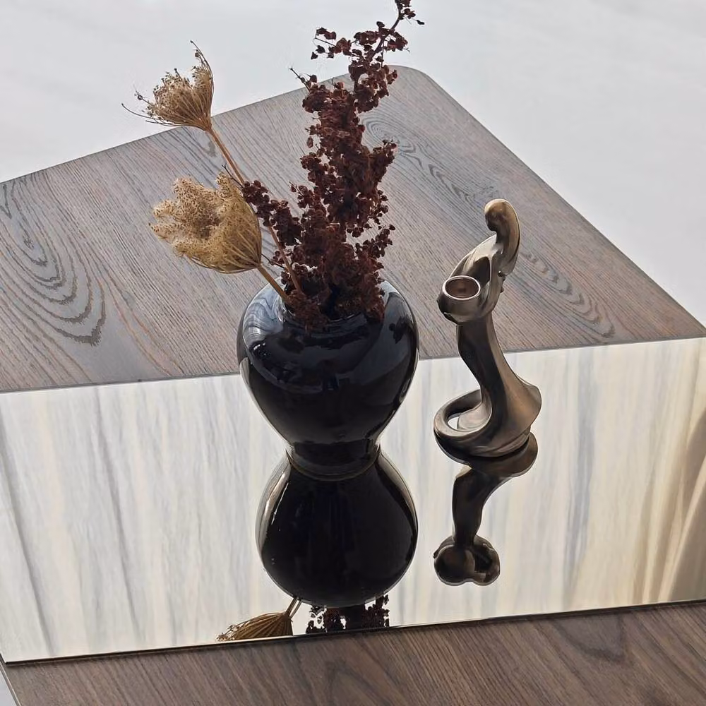 CALICOSY Solea Rectangular Coffee Table with Mirror in Brown, W/D/H: 120 x 60 x 40 cm – 4