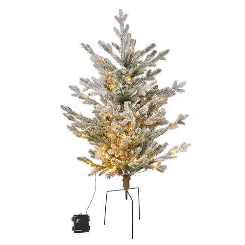 Lights4fun Dual Colour LED Snowy Christmas Tree Stake, Multicolour and White, Height: 91.44 cm – 2