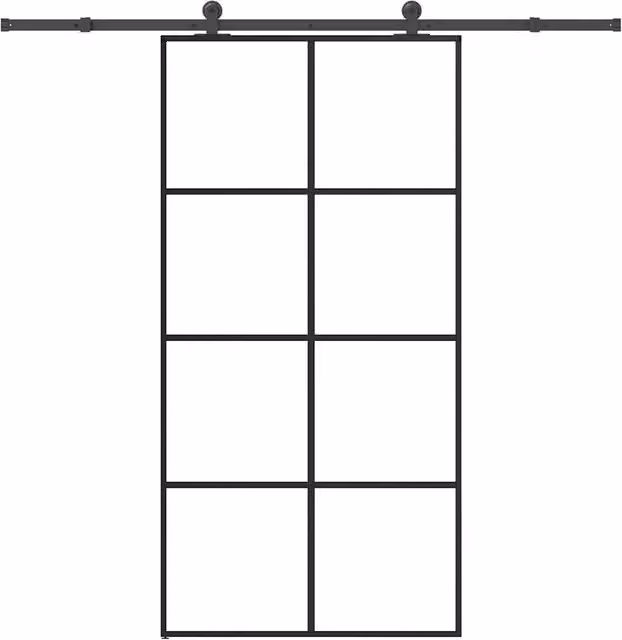 Berkfield Home Modern Sliding Door with Hardware Set, Black Aluminium and Transparent ESG Glass, W: 102.5 cm, H: 205 cm