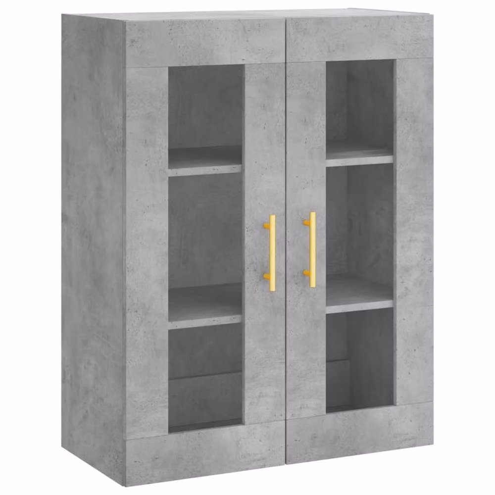 Berkfield Home Set of 2 Wall Mounted Cabinets in Concrete Grey with Glass Doors – 3