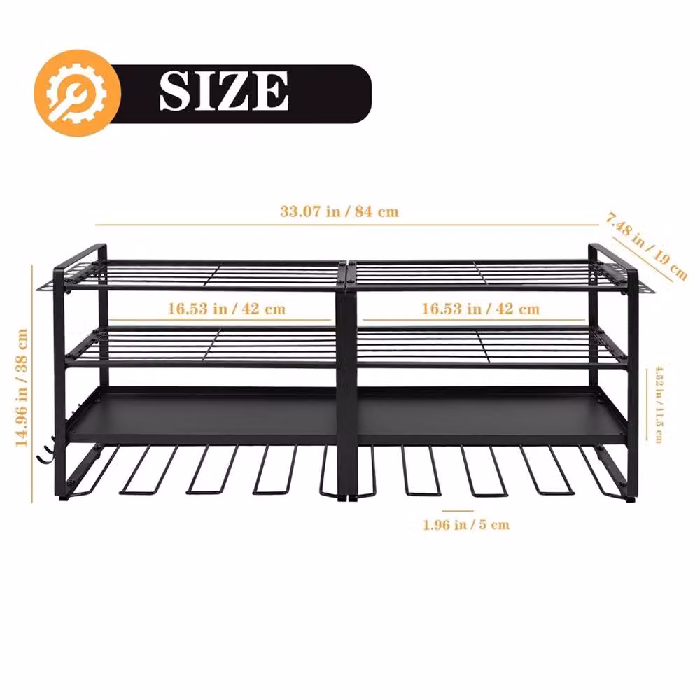 Nordara Heavy Duty Wall Mounted Power Tool Organizer Storage Rack in Black, W: 90 cm, H: 180 cm – 5