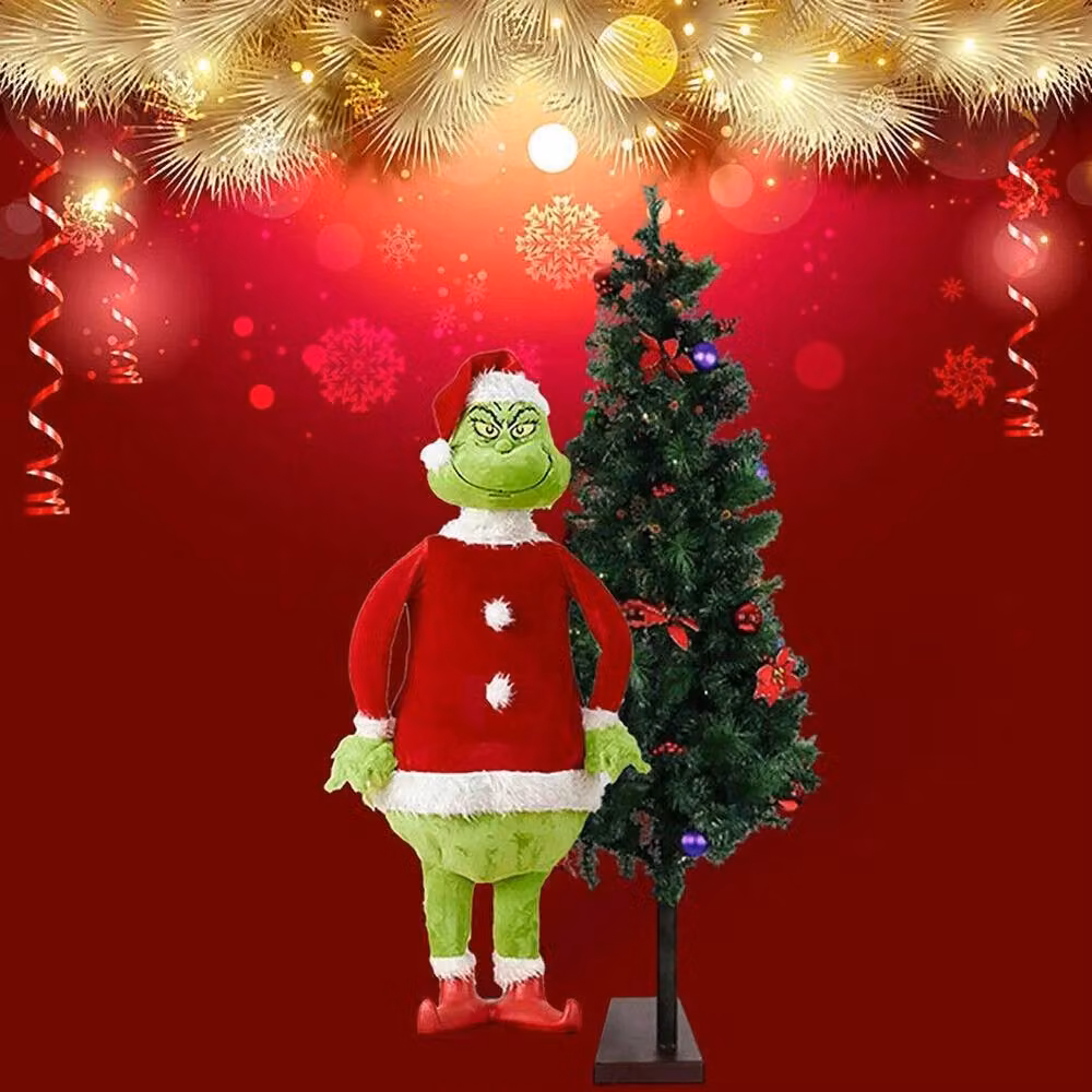 SPETLEK Christmas Grinch Soft Plush Doll in Red and Green, Height: 60 cm – 4