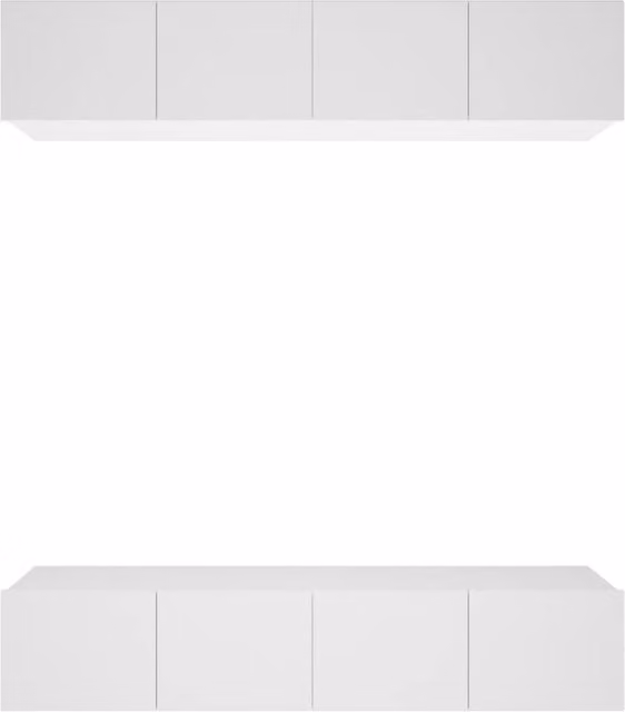 Berkfield Home Set of 4 White Wall Mounted TV Cabinets in MDF, W/D/H: 80 x 30 x 30 cm
