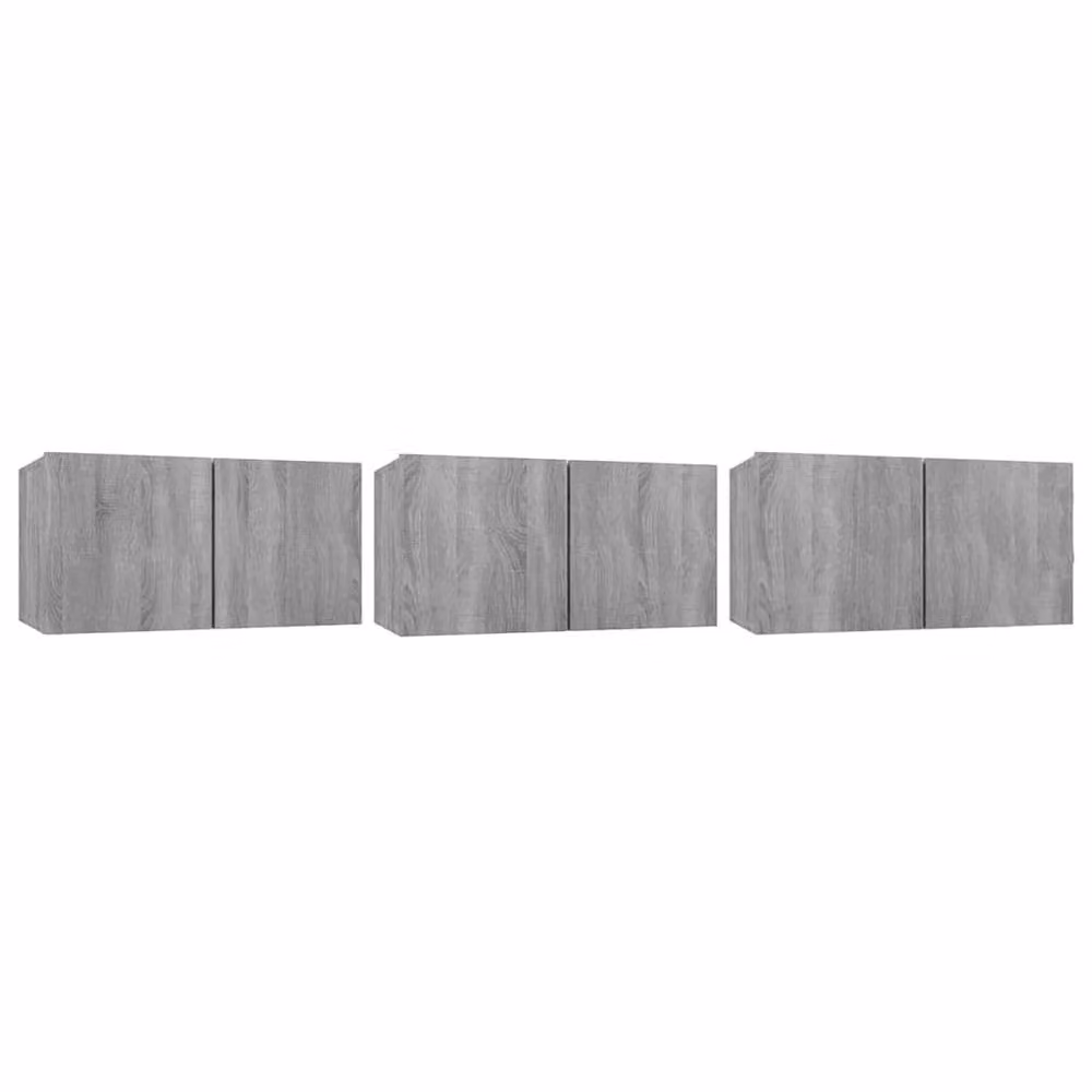 Berkfield Home Grey Sonoma Hanging TV Cabinet, 3 Piece Set, W/D/H: 60 x 30 x 30 cm – 3