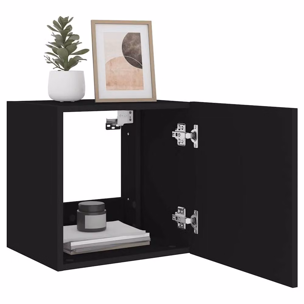 Berkfield Home Modern TV Wall Cabinet with LED Lights in Black, W/D/H: 40.5 x 35 x 40 cm – 6