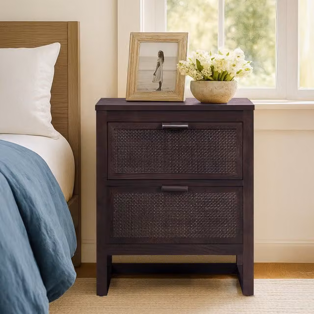 Teamson Home Hatteras 2 Drawer Bedside Table Nightstand in Brown
