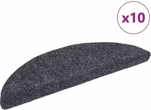 Berkfield Home Self-adhesive Stair Mats, 10 Pieces, Dark Grey, W: 56 cm, D: 17 cm, H: 3 cm – 1