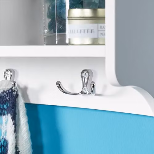 SoBuy White Wall Display Storage Unit with 4 Components and 5 Hooks, W/D/H: 73 x 16 x 24 cm – 5