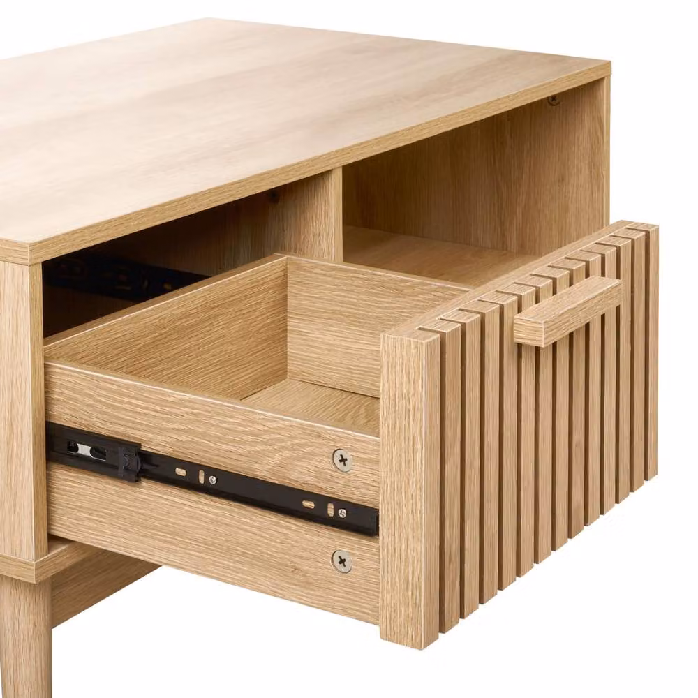 Wyld and Coco Rustic Coffee Table with Drawer and Open Shelf, Brown Wood Top and Pine Legs, W/D/H: 100 x 50 x 43 cm – 3