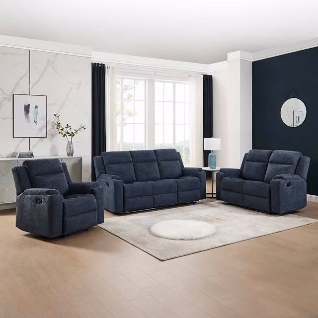 More4Homes Orka Collection Blue Fabric 2 Seater and 3 Seater Sofa Set