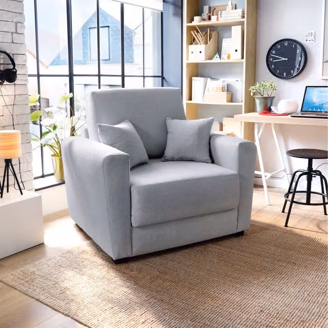 Abakus Direct Modern Grey Velvet Single Sofa Bed with Armrests