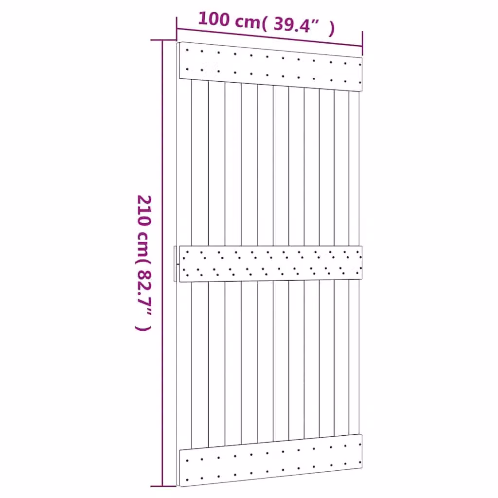 Berkfield Home Narvik Rustic Sliding Door in Brown Solid Pine, W: 100 cm, H: 210 cm – 2