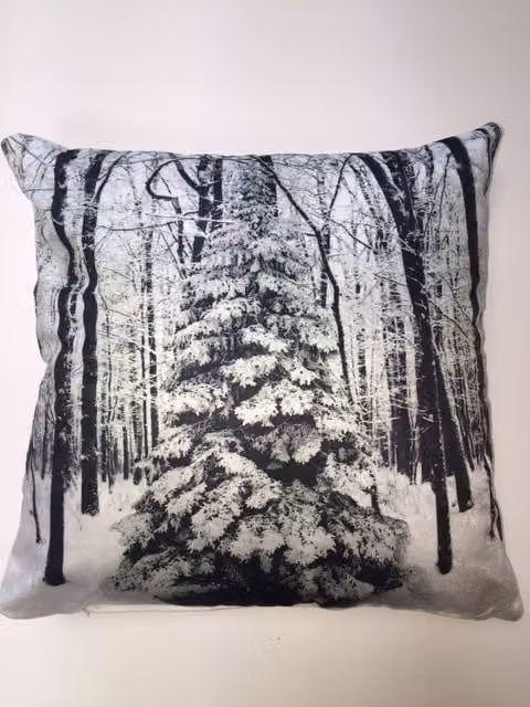 Rapport Home Christmas Tree Velvet Cushion Cover, Multicolour and White, W/D/H: 43 x 43 x 43 cm
