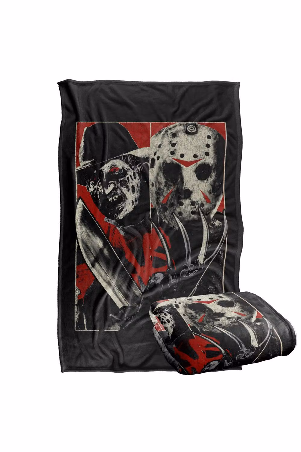 Warner Bros. Freddy Vs Jason Vs Silky Touch Super Soft Fluffy Polyester Throw Blanket in Black and Multicolour, Extra Large – 2