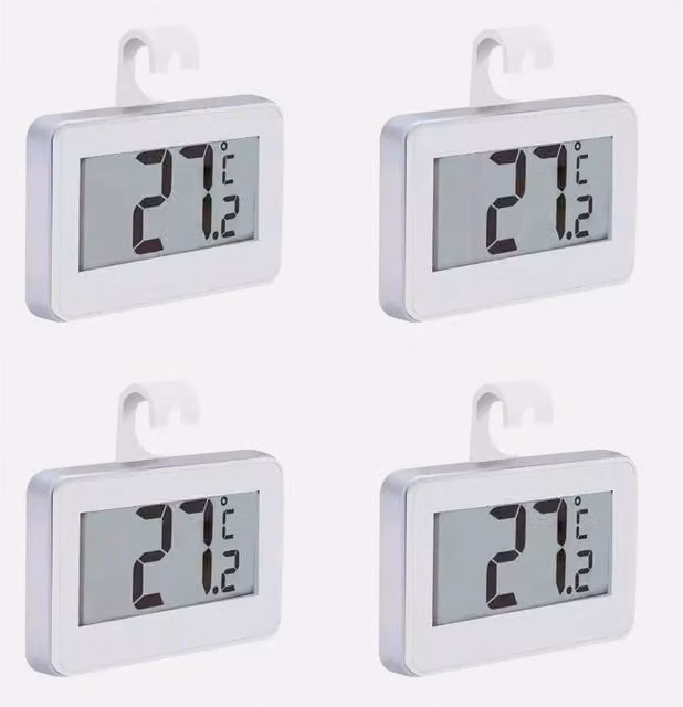 FLAVORA 4-Piece Waterproof LCD Digital Fridge Thermometer in White