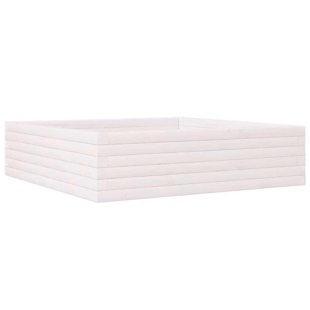 Berkfield Home White Solid Wood Pine Garden Planter Tub W/D/H: 90 x 90 x 23 cm – 2