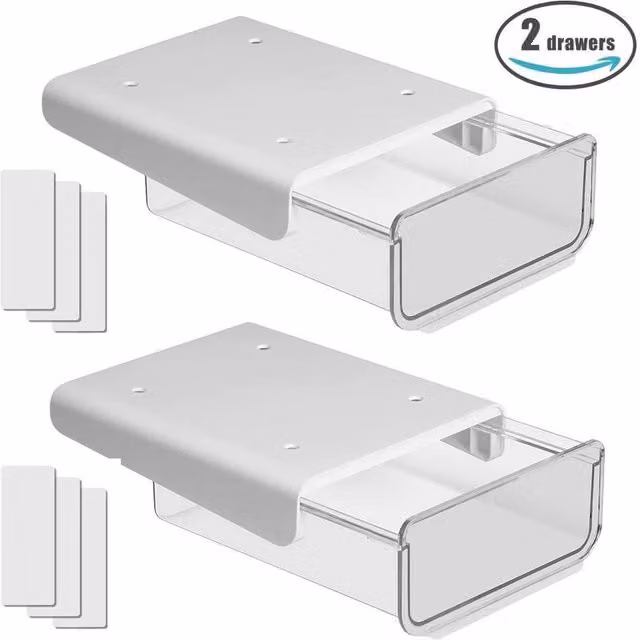 PAWNORA Under Desk Drawers, 2-Piece Set, White