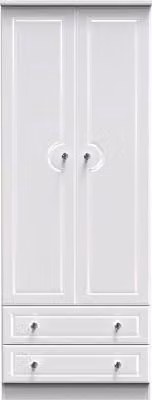 Welcome Balmoral White High Gloss 2 Door 2 Drawer Tall Double Wardrobe