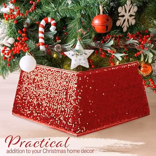 Deco Express Christmas Tree Skirt in Red Sequin, 68 x 25 cm – 3
