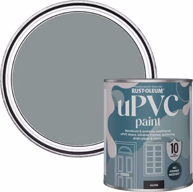 Rust-Oleum Gloss Finish UPVC Paint in Grey, 0.75 l