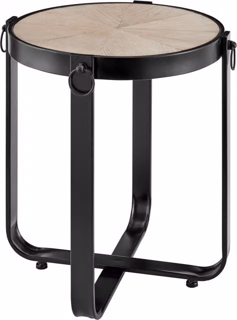 LIVIVO Kori Manchurian Ash Side Table with Industrial Metal Frame in Natural, W/D/H: 48 x 40 x 40 cm – 1