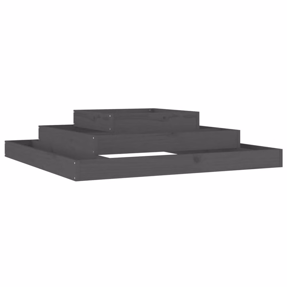 Berkfield Home Grey Solid Wood Pine Planter Tub W/D/H: 110 x 110 x 27 cm – 3