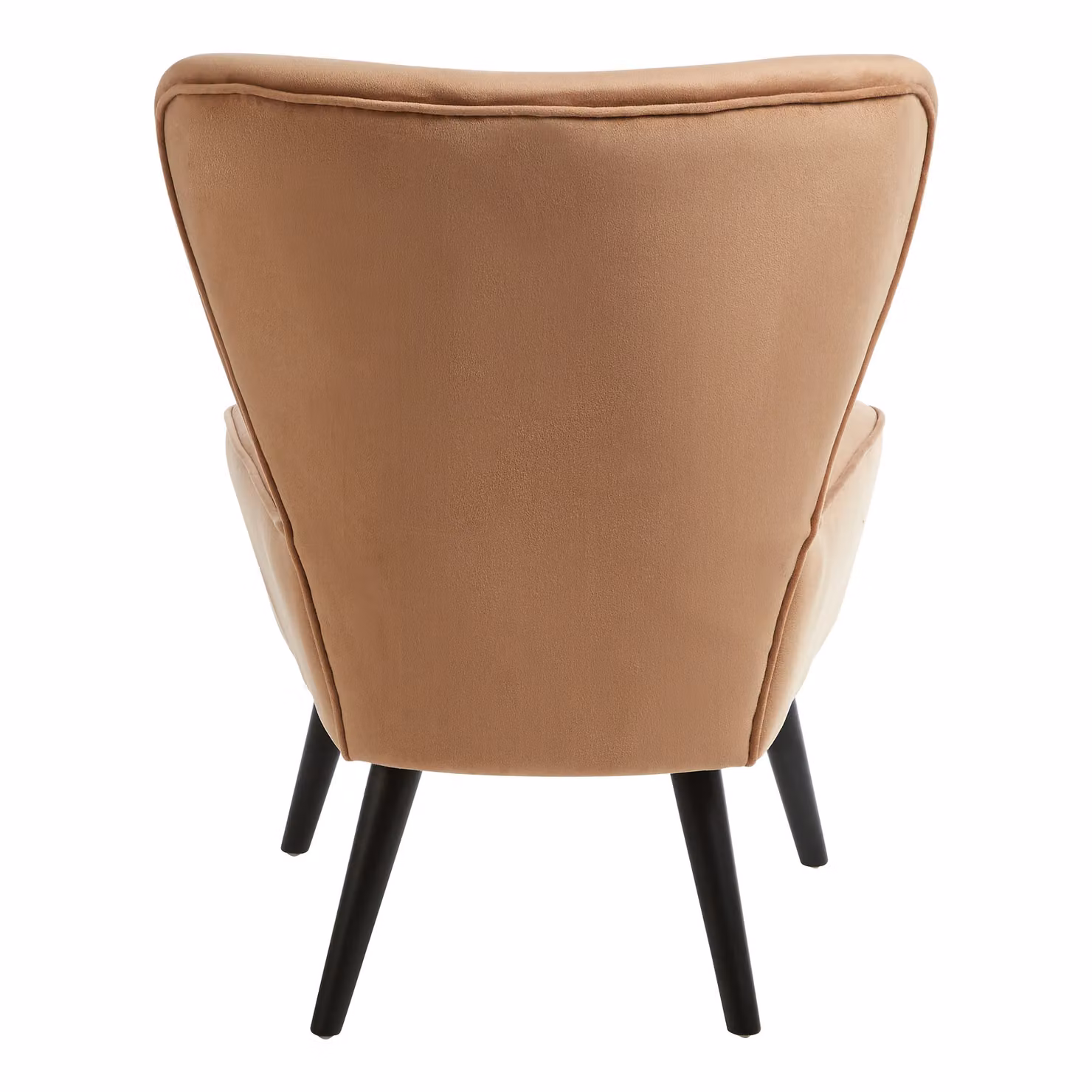 Orsina Modern Retro Accent Armchair with Rubberwood Frame and Plain Fabric Upholstery in Brown and Black – 2