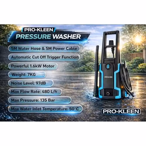 Pro-Kleen Electric Jet Pressure Washer 1600W in Black – 2