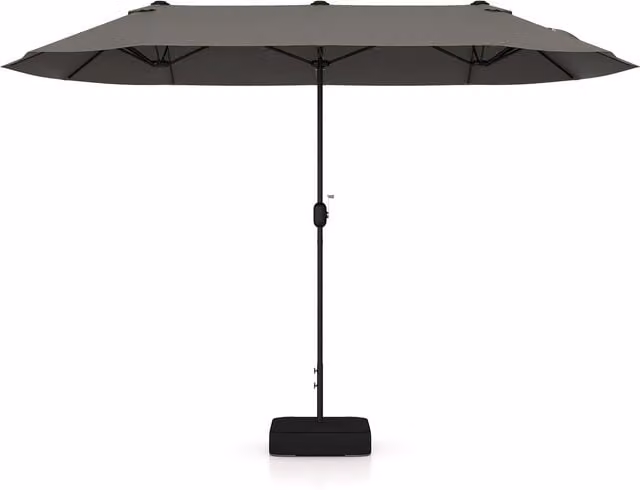 COSTWAY Double-Sided Cantilever Patio Parasol with Base, Grey