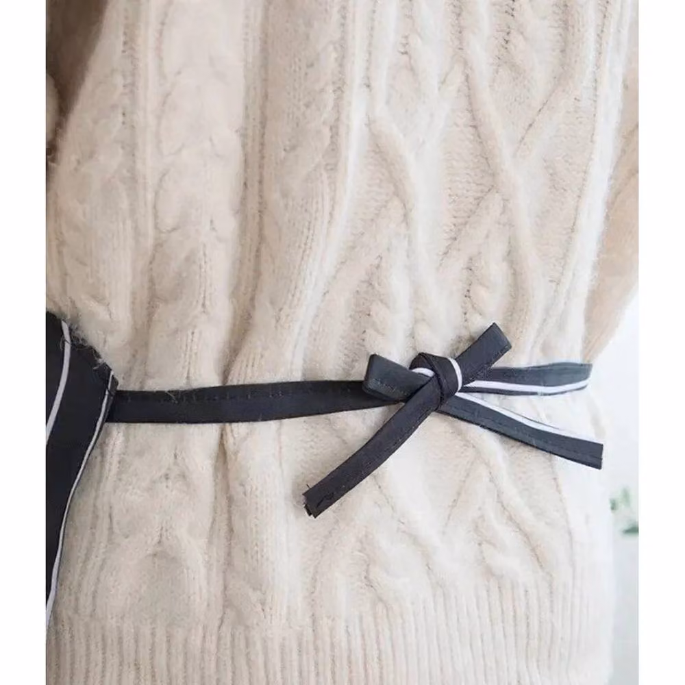 FLAVORA Unisex Black and White Striped Polyester Chef Apron, W: 100 cm, H: 15 cm – 4