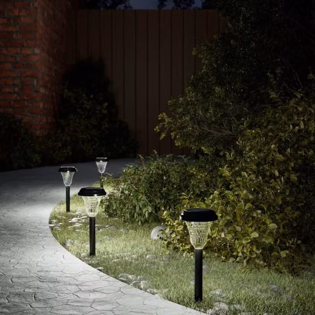 Berkfield Home Solar Pathway Lights with Ground Spikes, 12 Pack, Black and White – 1