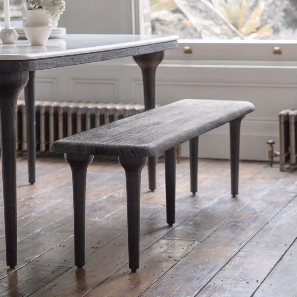 Atkin & Thyme Cone Bench in Black Acacia Wood