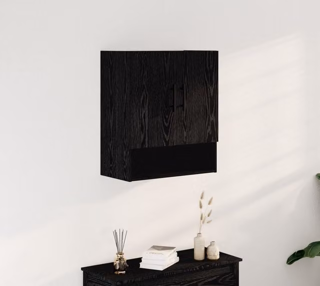 Berkfield Home Modern Wall Mounted Cabinet in Black Oak, W/D/H: 60 x 31 x 70 cm