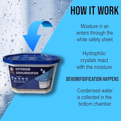 Shatchi Moisture Absorber Dehumidifier for Home, Kitchen and Wardrobe, 500ml, White – 4