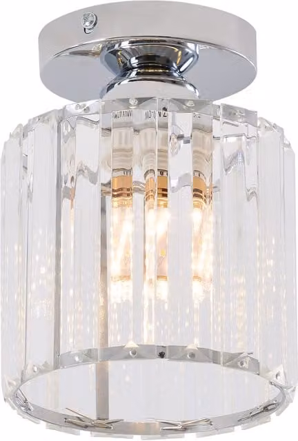 Livingandhome Modern Crystal E27 Ceiling Light in Chrome