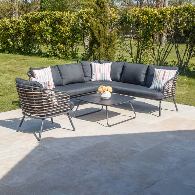 Bracken Outdoors Vegas Rattan Corner Sofa Set with Coffee Table in Grey