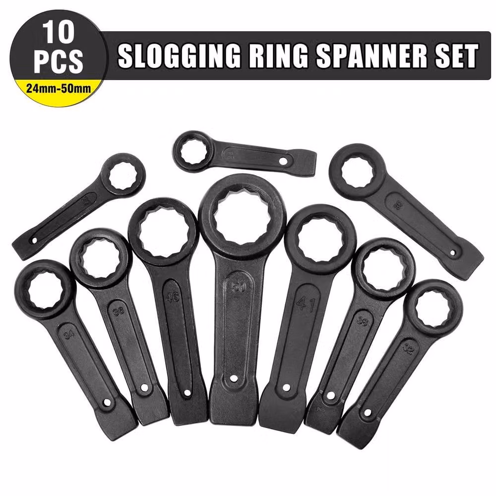 SPETLEK 10-Piece Heavy Duty Slogging Striking Ring Spanner Set in Black, W/D/H: 100 x 40 x 40 cm – 4