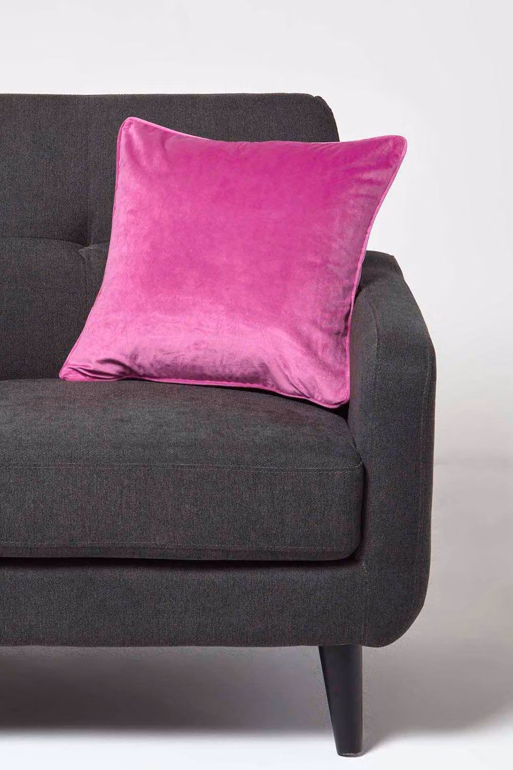 Homescapes Pink Velvet Square Cushion with Microfibre Insert, W/D/H: 46 x 46 x 46 cm – 2