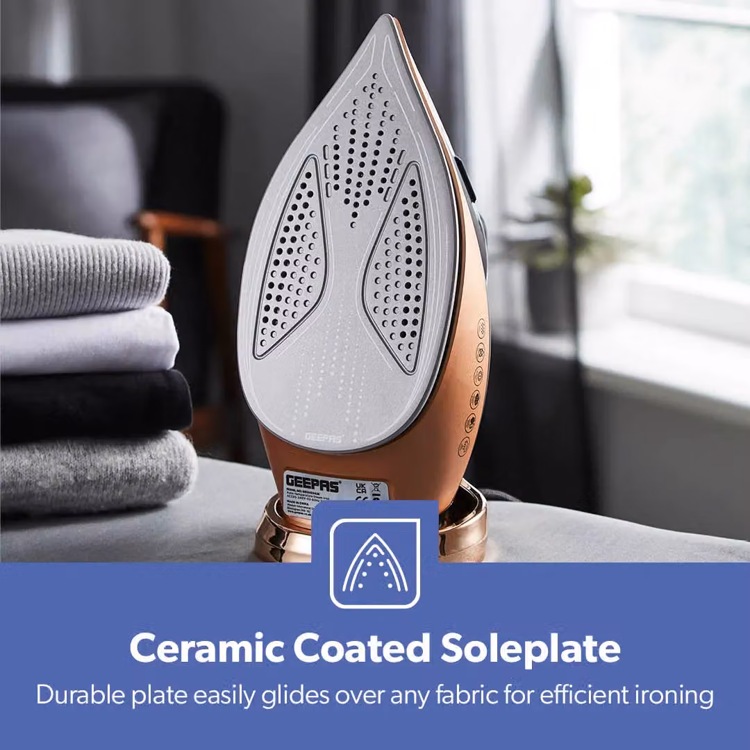 Geepas 2400W Steam Iron with Auto Temperature Control, Auto Shut Off and 1.2L Tank in Brown – 4