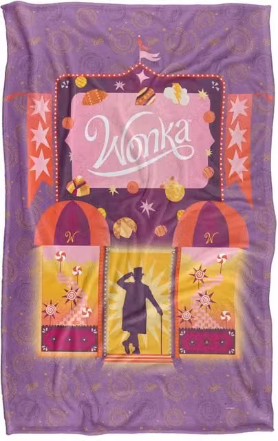 Warner Bros. Wonka (2023) Doorway To Imagination Super Soft Silky Touch Fluffy Throw Blanket, Purple, Large