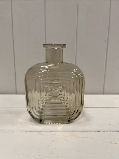 KDMD Smokey Brown Square Ribbed Glass Bottle