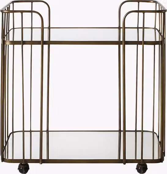 Perch & Parrow Mimosa Art Deco Drinks Trolley in Bronze and Gold with Glass Tiers and Castors