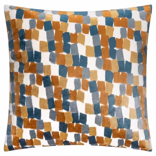 Riva Home Metro Blocks Geometric Velvet Jacquard Decorative Pillow, Ginger, W/D/H: 45 x 45 x 45 cm
